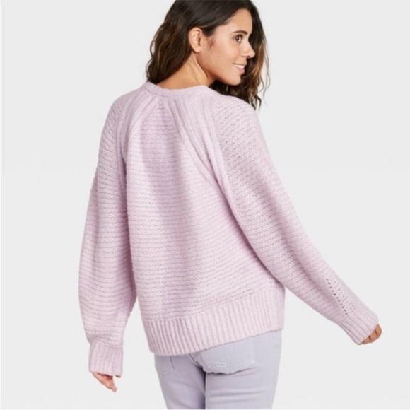Universal Thread Lilac Lavender Knit V Neck Overaized Sweater Medium - Picture 2 of 8